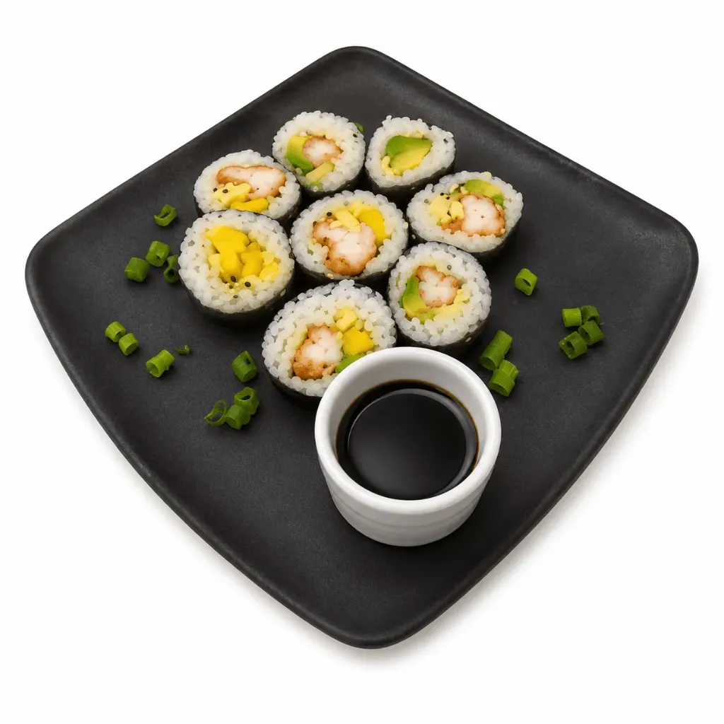 SUSHI DE CAMARON APANADO Y AGUACATE